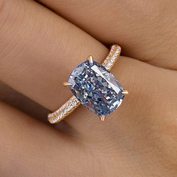Louily Elegant Cushion Cut Blue Sapphire Engagement Ring In Sterling Silver