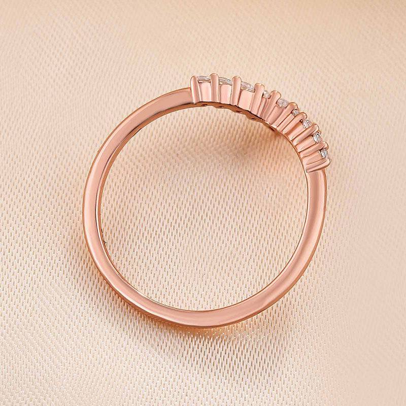 Louily Elegant Rose Gold Chic V Shaped Stacking Wedding Band In Sterling Silver - louilyjewelry