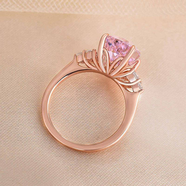 Louily Elegant Rose Gold Pear Cut Pink Sapphire Engagement Ring In Sterling Silver