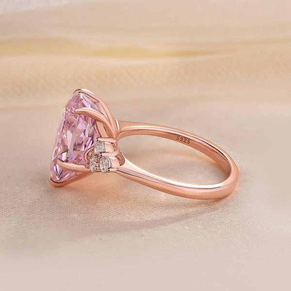 Louily Elegant Rose Gold Pear Cut Pink Sapphire Engagement Ring In Sterling Silver