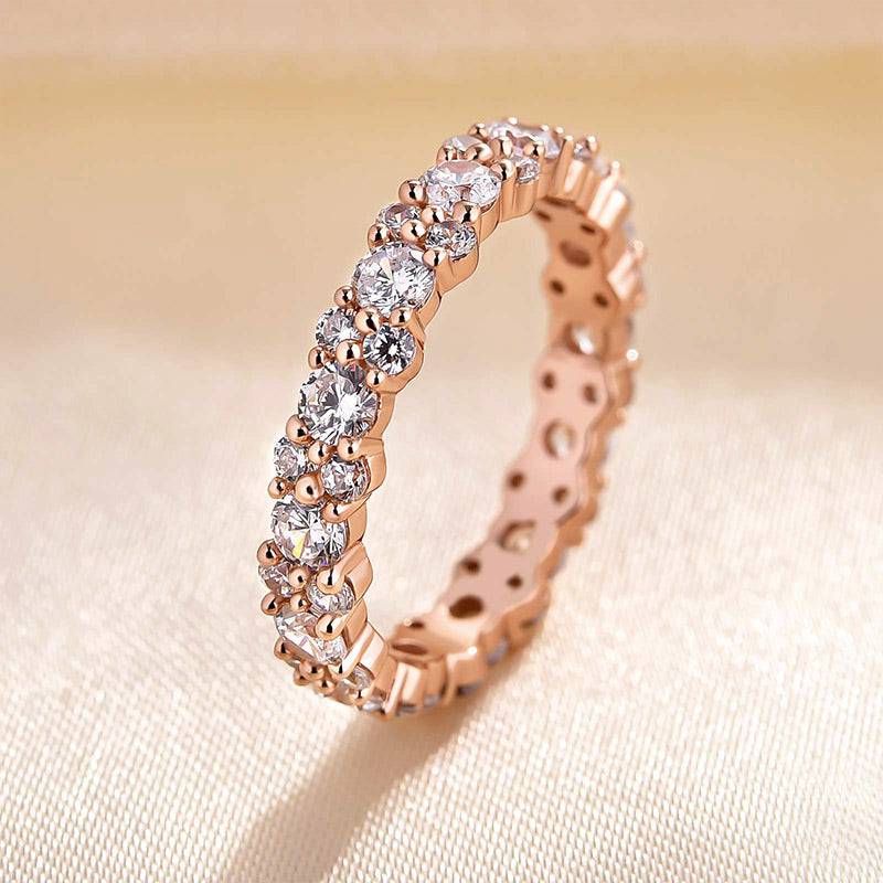 Louily Elegant Round Cut Full Wedding Band for Women In Sterling Silver - louilyjewelry