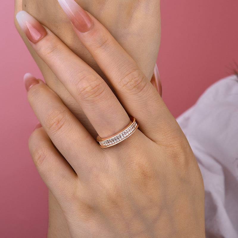Louily Elegant Rose Gold Women's Wide Wedding Band In Sterling Silver - louilyjewelry