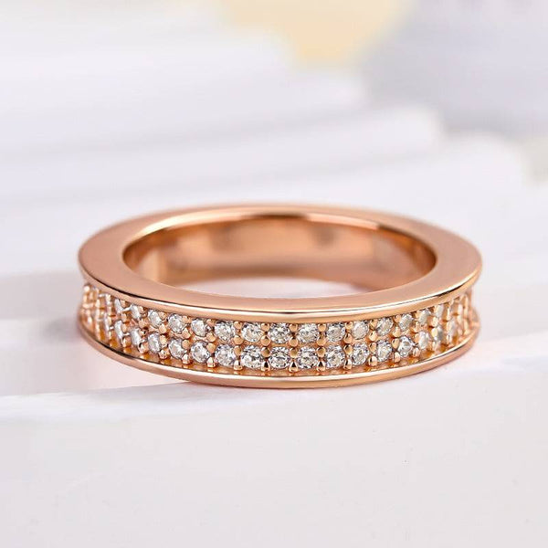 Louily Elegant Rose Gold Women's Wide Wedding Band In Sterling Silver