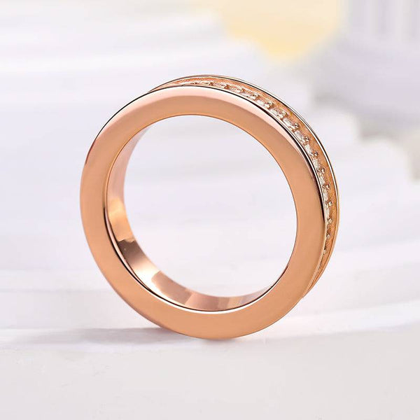 Louily Elegant Rose Gold Women's Wide Wedding Band In Sterling Silver