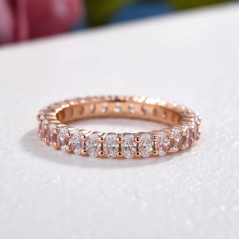 Louily Eternity Oval Cut Simulated Diamond Wedding Band Ring For Women In Sterling Silver - louilyjewelry