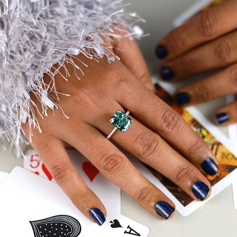 Louily Gorgeous Paraiba Tourmaline Radiant Cut Engagement Ring In Sterling Silver - louilyjewelry