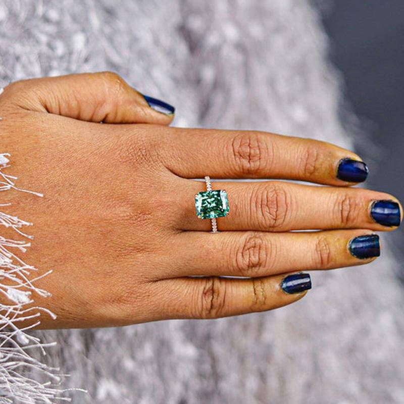 Louily Gorgeous Paraiba Tourmaline Radiant Cut Engagement Ring In Sterling Silver - louilyjewelry