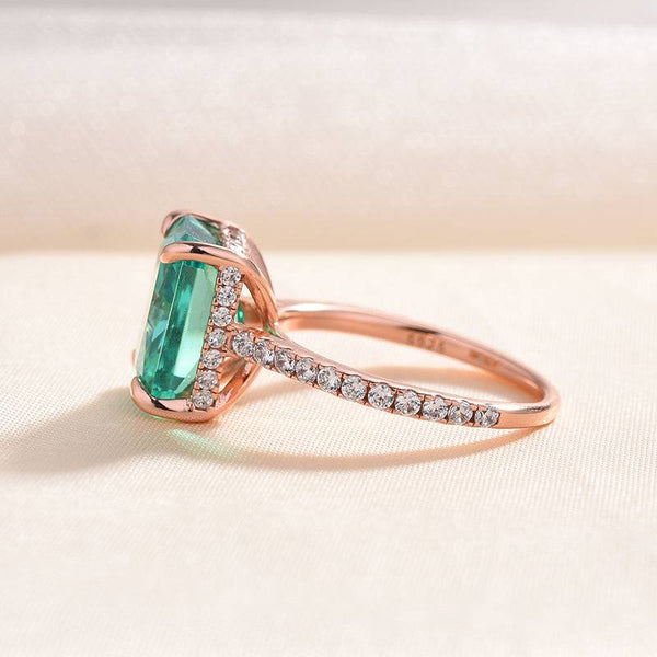 Louily Gorgeous Paraiba Tourmaline Radiant Cut Engagement Ring In Sterling Silver