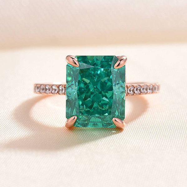 Louily Gorgeous Paraiba Tourmaline Radiant Cut Engagement Ring In Sterling Silver