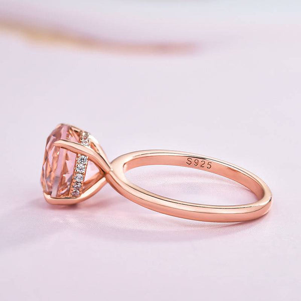 Louily Gorgeous Round Cut Morganite Pink Engagement Ring For Women In Sterling Silver
