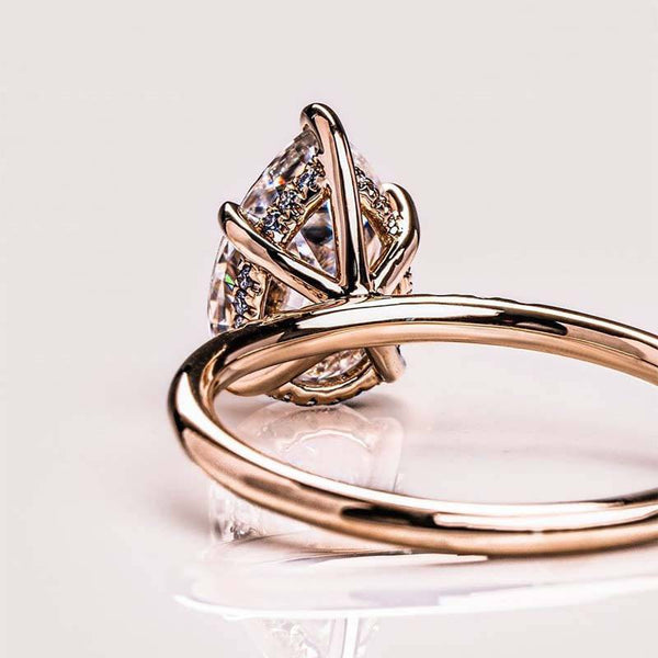 Louily Lovely Rose Gold Pear Cut Engagement Ring In Sterling Silver