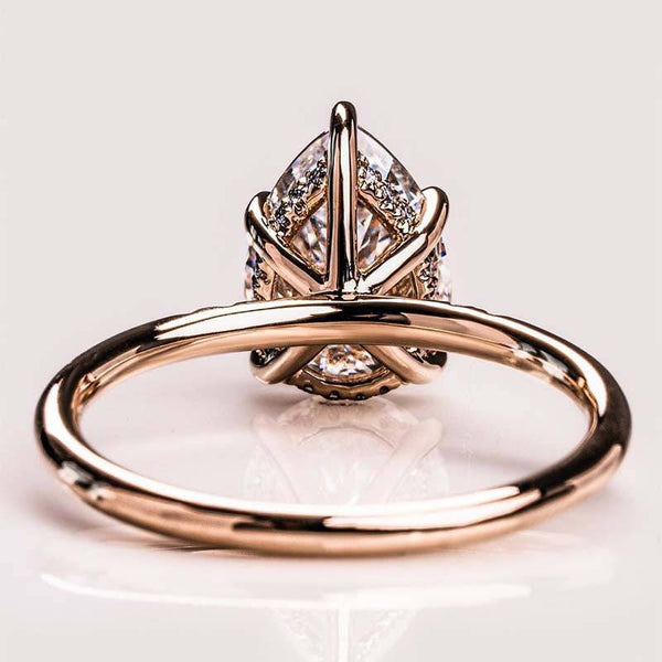 Louily Lovely Rose Gold Pear Cut Engagement Ring In Sterling Silver