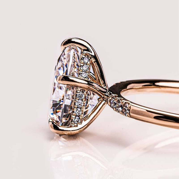 Louily Lovely Rose Gold Pear Cut Engagement Ring In Sterling Silver
