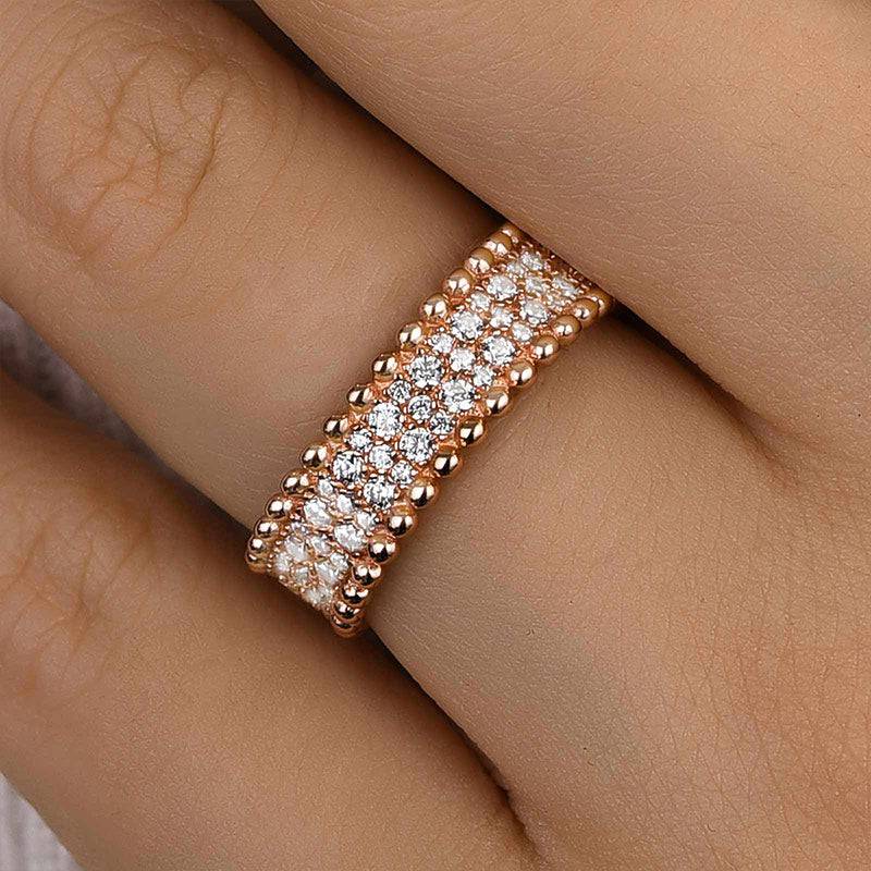 Louily Luxury Rose Gold Women's Wide Wedding Band - louilyjewelry