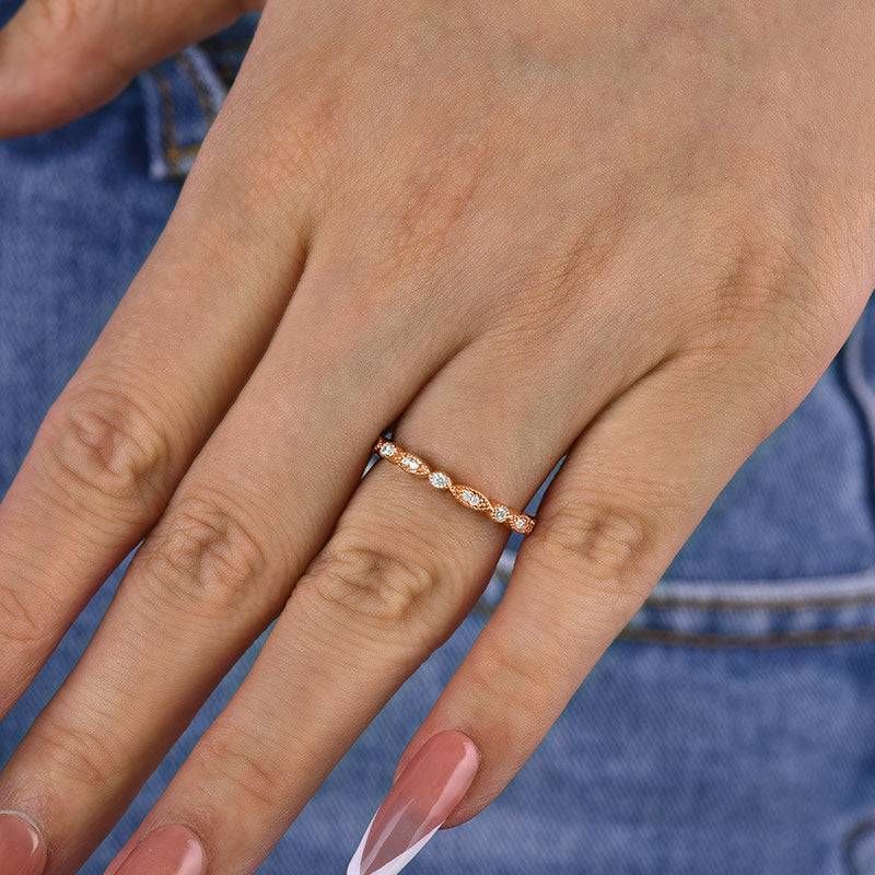 Louily Vintage Full Eternity Art Deco Stacking Women's Wedding Band In Sterling Silver - louilyjewelry