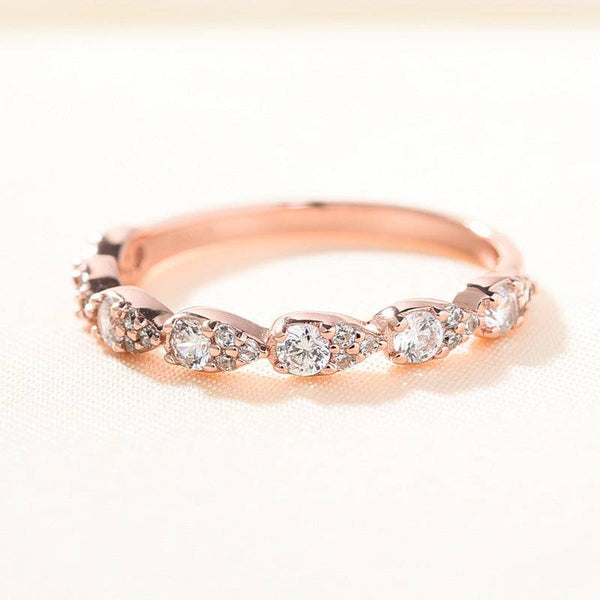 Louily Rose Gold Pear Shape Design Women's Wedding Band