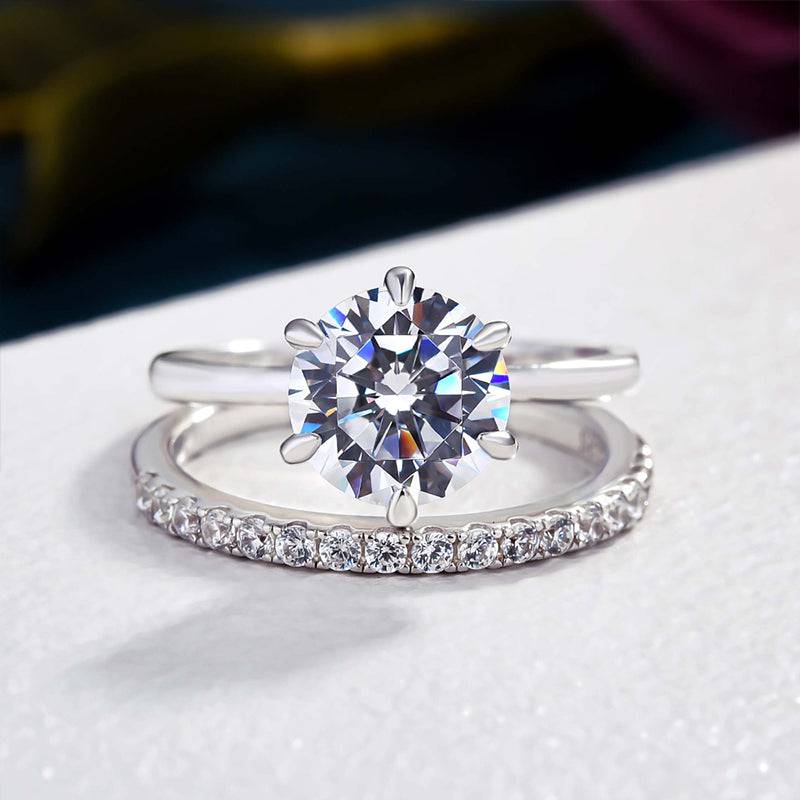 Louily Round Cut Wedding Ring Set In Sterling Silver - louilyjewelry