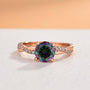 Louily Rose Gold Twist Round Cut Alexandrite Engagement Ring For Her In Sterling Silver - louilyjewelry