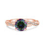 Louily Rose Gold Twist Round Cut Alexandrite Engagement Ring For Her In Sterling Silver - louilyjewelry