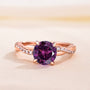 Louily Rose Gold Twist Round Cut Amethyst Purple Promise Ring For Her - louilyjewelry