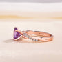 Louily Rose Gold Twist Round Cut Amethyst Purple Promise Ring For Her - louilyjewelry