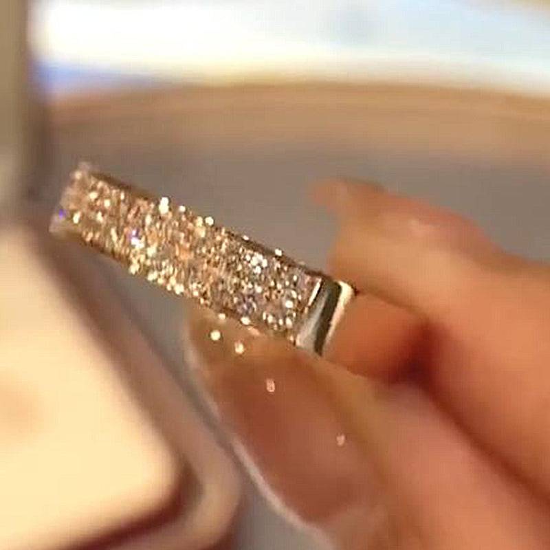 Louily Sparkle Half Round Cut Women's Wide Wedding Band In Sterling Silver - louilyjewelry