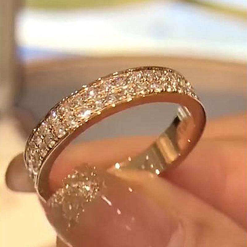 Louily Sparkle Half Round Cut Women's Wide Wedding Band In Sterling Silver - louilyjewelry