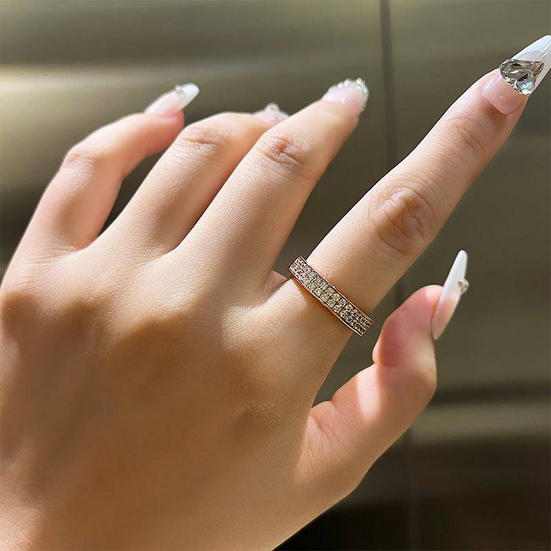 Louily Sparkle Half Round Cut Women's Wide Wedding Band In Sterling Silver - louilyjewelry