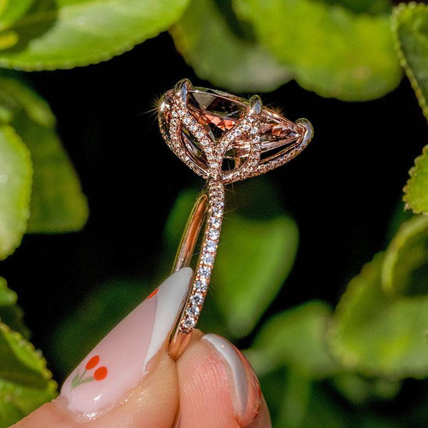 Louily Stunning Pear Cut Morganite Engagement Ring In Sterling Silver