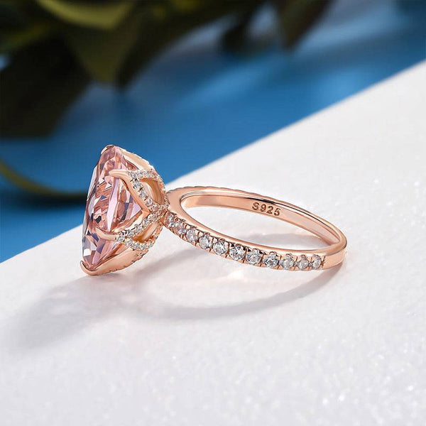 Louily Stunning Pear Cut Morganite Engagement Ring In Sterling Silver