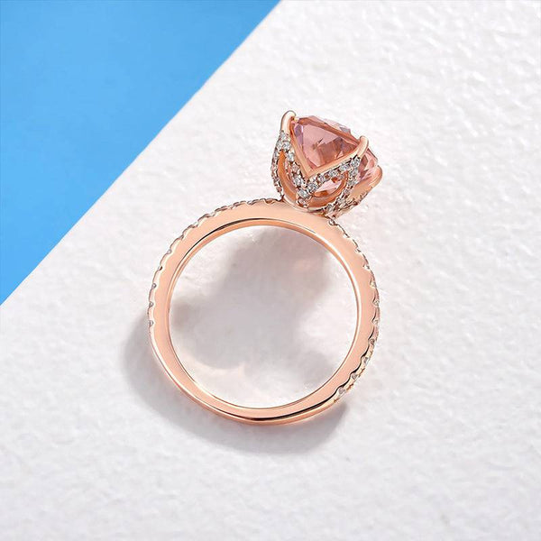 Louily Stunning Pear Cut Morganite Engagement Ring In Sterling Silver