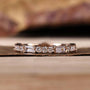 Louily Unique Rose Gold Emerald & Round Cut Diamond Wedding Band In Sterling Silver - louilyjewelry