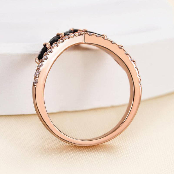 Louily Unique Rose Gold Marquise Cut Wedding Band