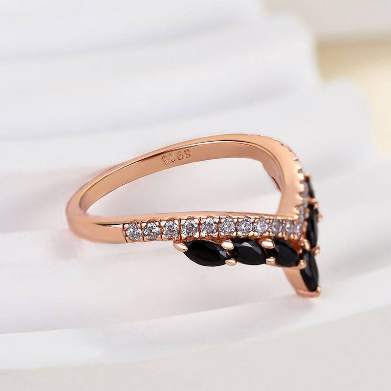 Louily Unique Rose Gold Marquise Cut Wedding Band - louilyjewelry