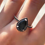 Louily Unique Pear Cut Halo Black Diamond Engagement Ring In Sterling Silver - louilyjewelry