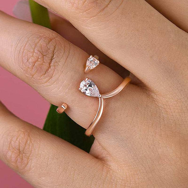 Louily Unique Rose Gold Pear Cut Women's Wedding Band In Sterling Silver