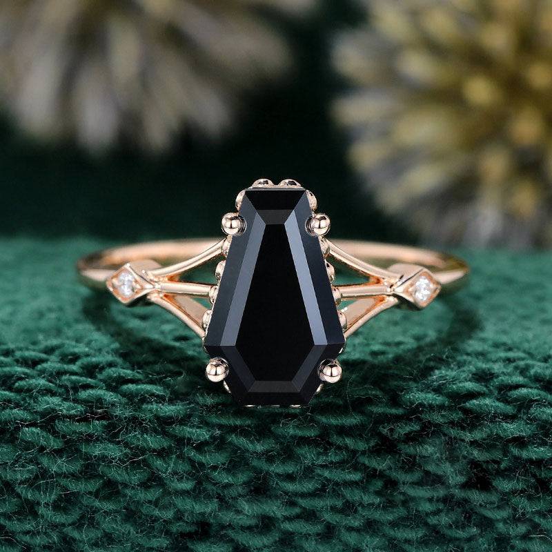 Louily Unique Sterling Silver Coffin Cut Engagement Ring For Women - louilyjewelry