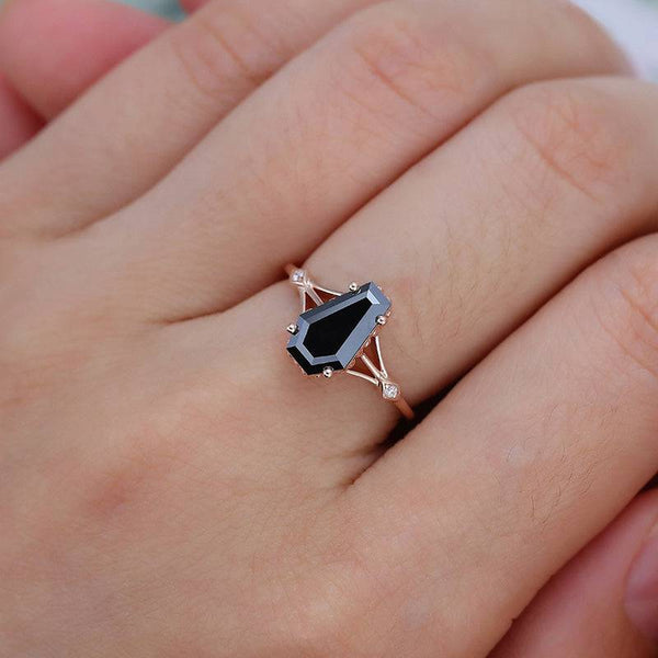 Louily Unique Sterling Silver Coffin Cut Engagement Ring For Women