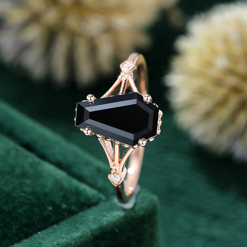 Louily Unique Sterling Silver Coffin Cut Engagement Ring For Women - louilyjewelry