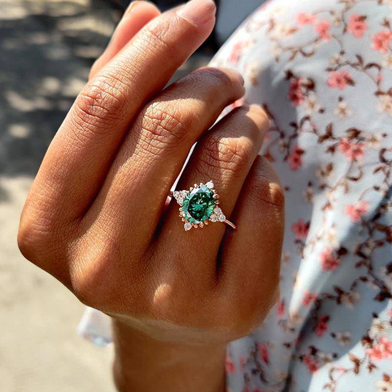 Louily Vintage Rose Gold Oval Cut Paraiba Tourmaline Engagement Ring In Sterling Silver - louilyjewelry