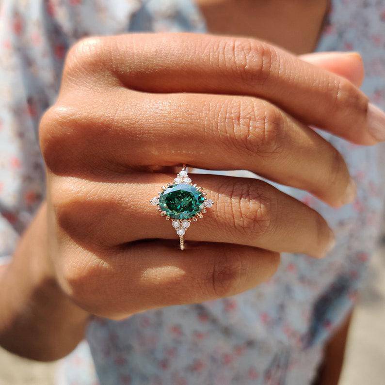 Louily Vintage Rose Gold Oval Cut Paraiba Tourmaline Engagement Ring In Sterling Silver - louilyjewelry