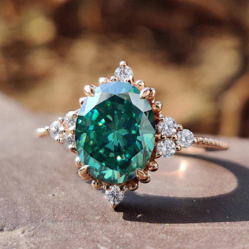 Louily Vintage Rose Gold Oval Cut Paraiba Tourmaline Engagement Ring In Sterling Silver - louilyjewelry