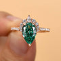 Louily Vintage Rose Gold Pear Cut Paraiba Tourmaline Engagement Ring - louilyjewelry
