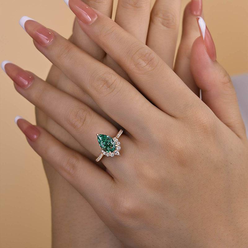 Louily Vintage Rose Gold Pear Cut Paraiba Tourmaline Engagement Ring - louilyjewelry