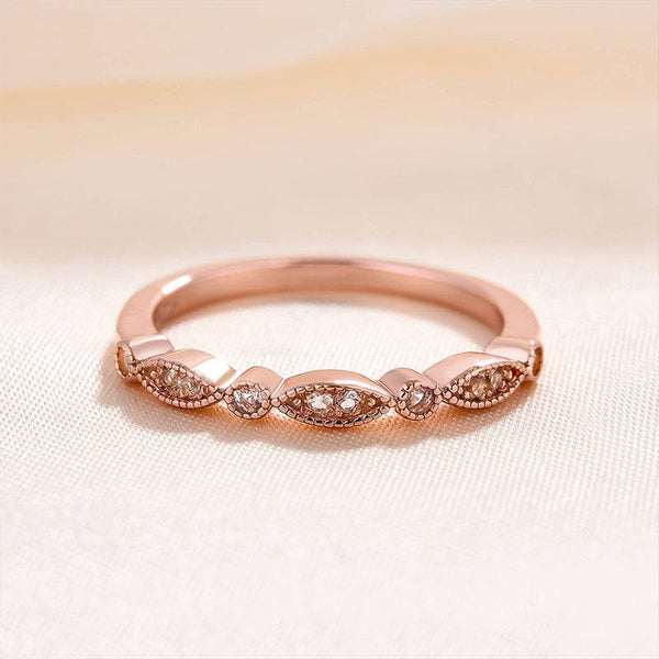 Louily Elegant Rose Gold Morganite Half Eternity Women's Wedding Band