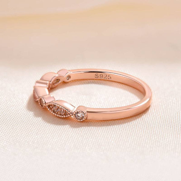 Louily Elegant Rose Gold Morganite Half Eternity Women's Wedding Band