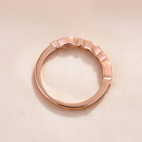 Louily Elegant Rose Gold Morganite Half Eternity Women's Wedding Band