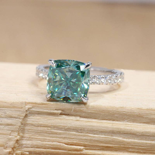 Exclusive Cushion Cut Paraiba Tourmaline Engagement Ring In Sterling Silver