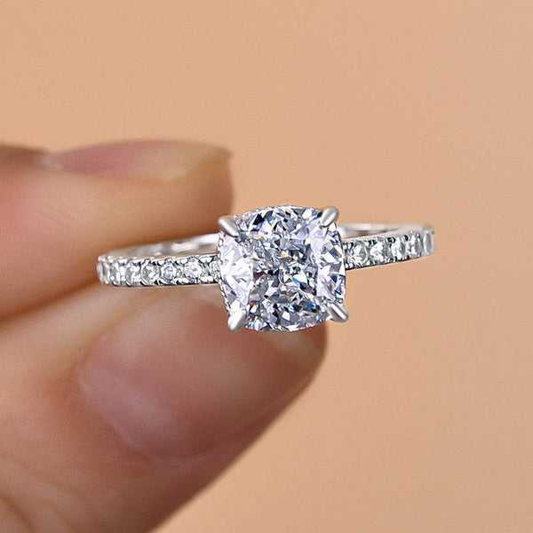 Louily 1.5 Carat Cushion Cut White Sapphire Women's Engagement Ring