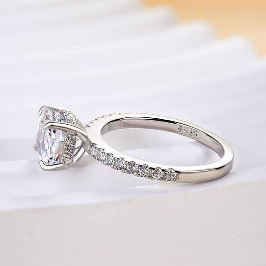 Louily 1.5 Carat Cushion Cut White Sapphire Women's Engagement Ring ...